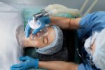 a lady is having anesthesia treatment